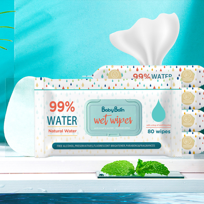 Leichte Eco-Baby-Wasser-WegwerfFeuchtpflegetücher, die Abwischen Taschen 80PCS Soems G/M säubern