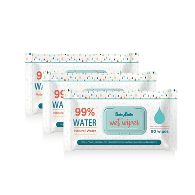 Leichte Eco-Baby-Wasser-WegwerfFeuchtpflegetücher, die Abwischen Taschen 80PCS Soems G/M säubern