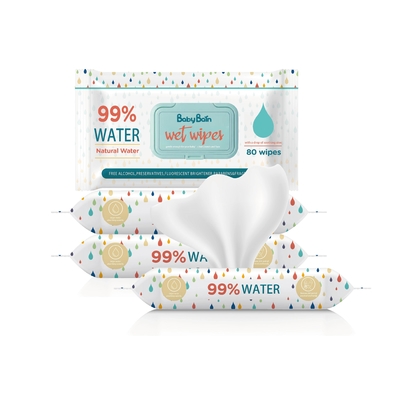 Leichte Eco-Baby-Wasser-WegwerfFeuchtpflegetücher, die Abwischen Taschen 80PCS Soems G/M säubern