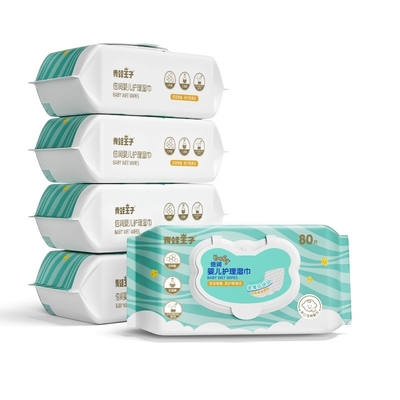Biologisch abbaubare die Feuchtpflegetücher Unscented wasserbasierten des Babys des Abwischen-Baby-99,9% empfindlich