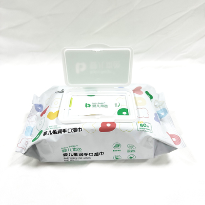 Baby-Feuchtpflegetuch-Polyester Großhandelspreis Spunlace prägte dickflüssiges Material des nichtgewebten Gewebefeuchtpflegetuchhersteller