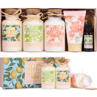 8pcs Badesalz-Geschenk-Satz mit Argan Oil Bath Bombs Wooden-Schaufel-Bittersalze