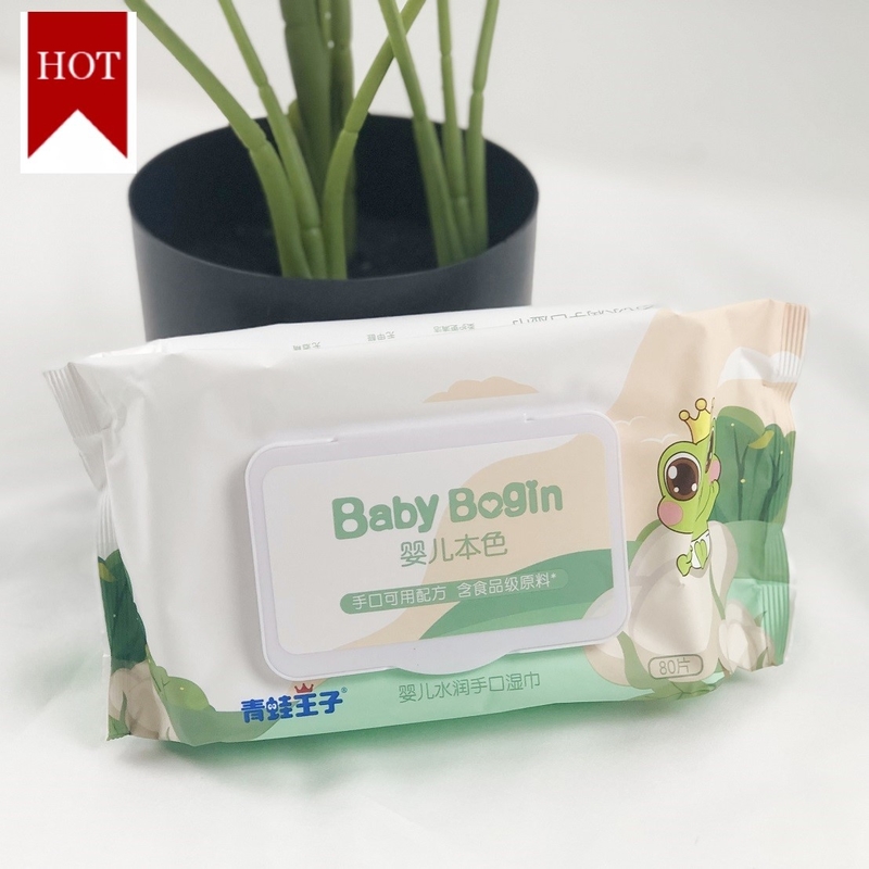 Reines Wasser-organisches biologisch abbaubares Wegwerfabwischen 80PCS Soems für Baby-Hautpflege